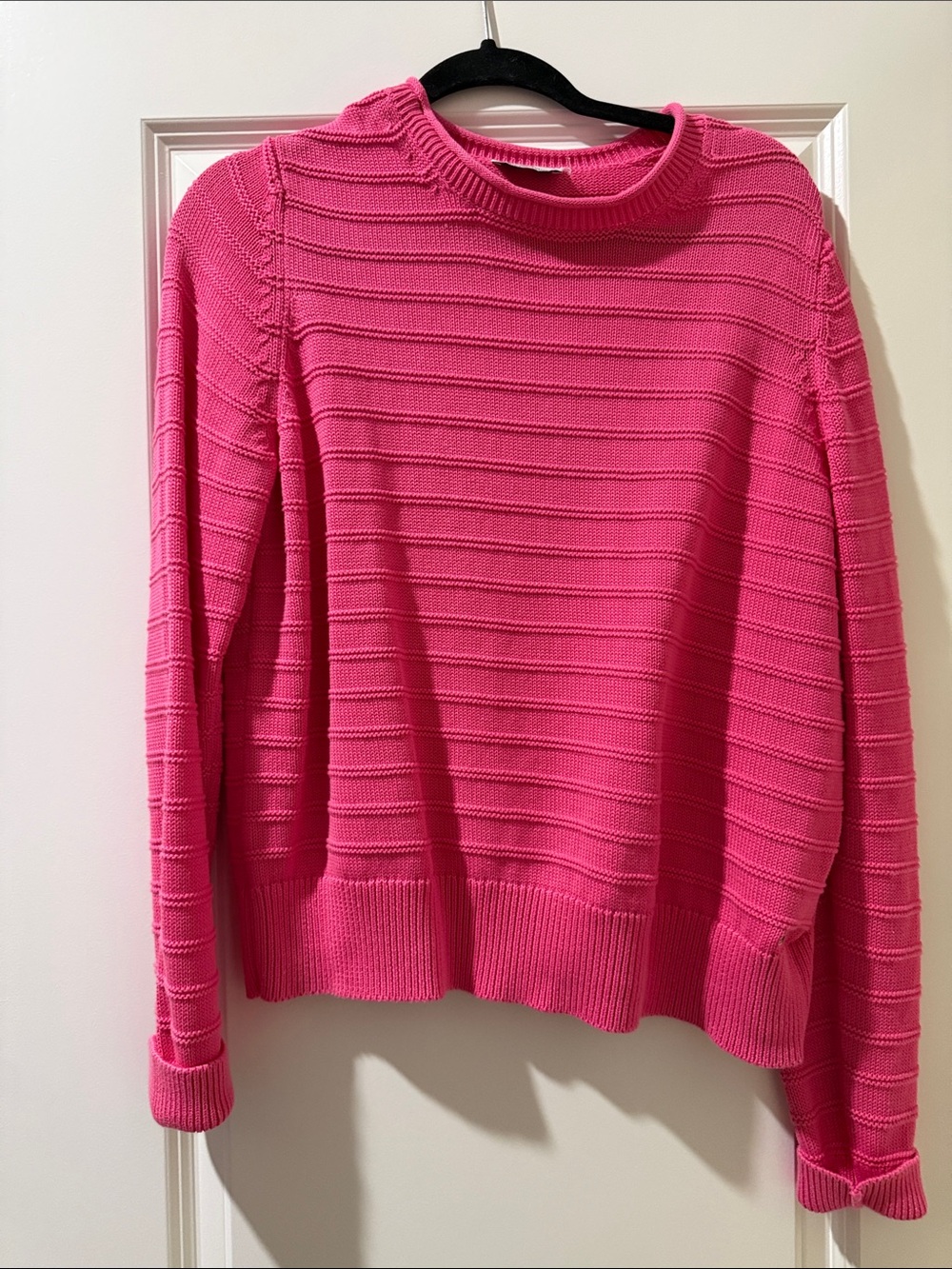Vineyard Vines Hot Pink Ribbed Crewneck Sweater